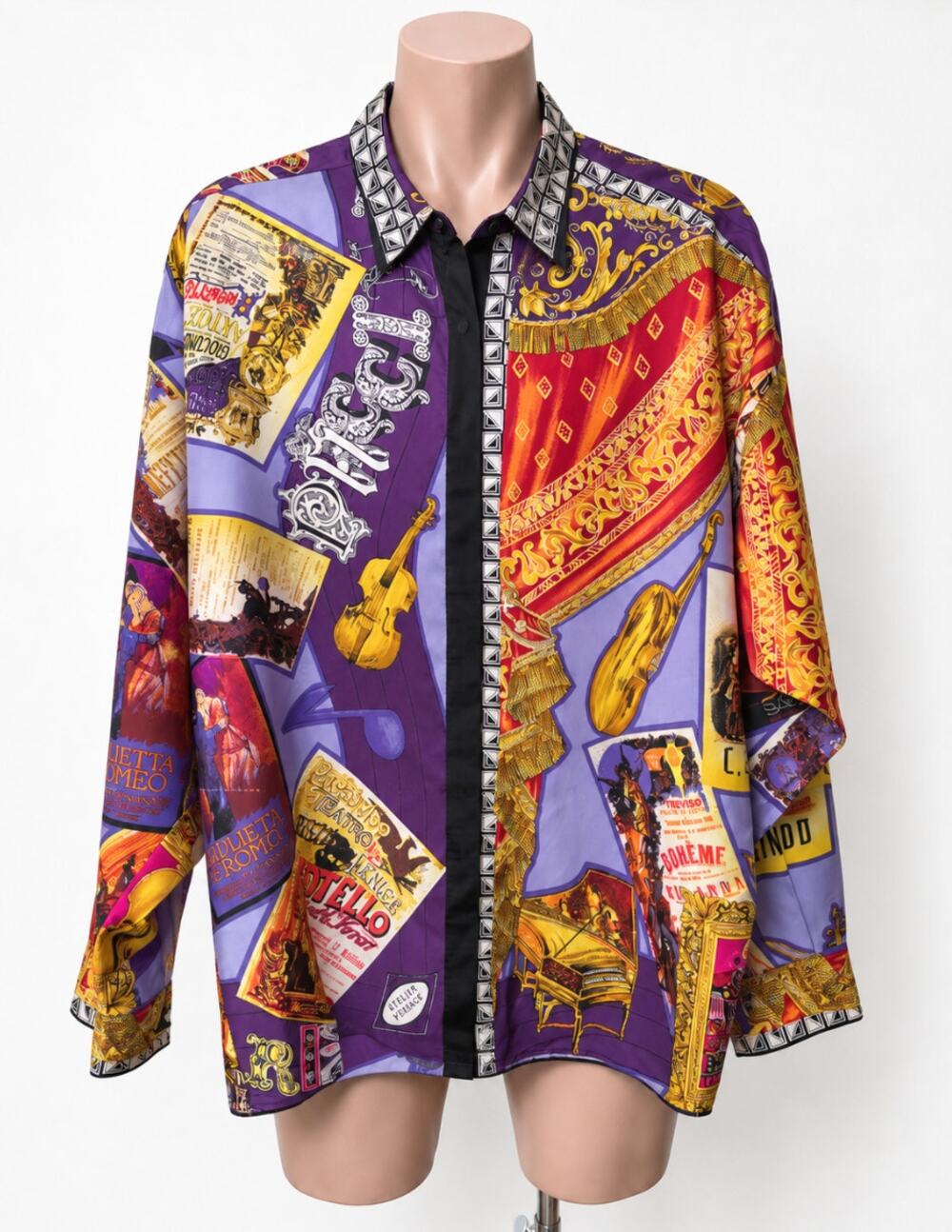 Gianni Versace Men's XL Purple Teatro Silk Shirt